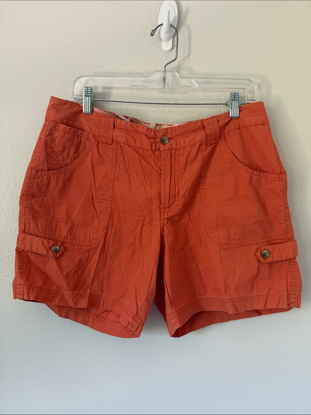 Columbia Women's Orange Shorts with Button Flap Pockets Cotton 12